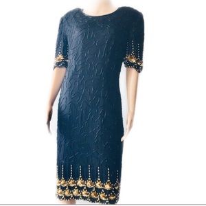 Laurence Kazar Black Silk Dress 1X